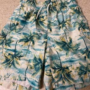 Old Navy Blue and Green Patterned Swim Trunks. Boys 10/12
